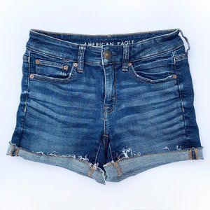 American Eagle midi denim cutoff shorts